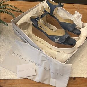 Stella McCartney Blue Wedge Shoes with Elegant Design